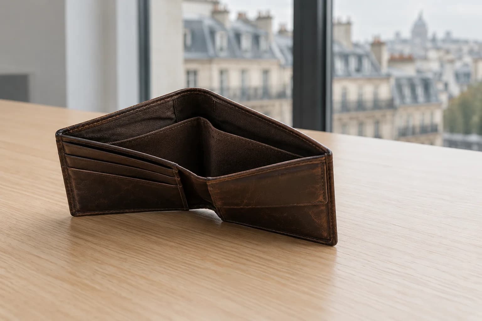 Portefeuille vide illustrant le coût de la dette technique
