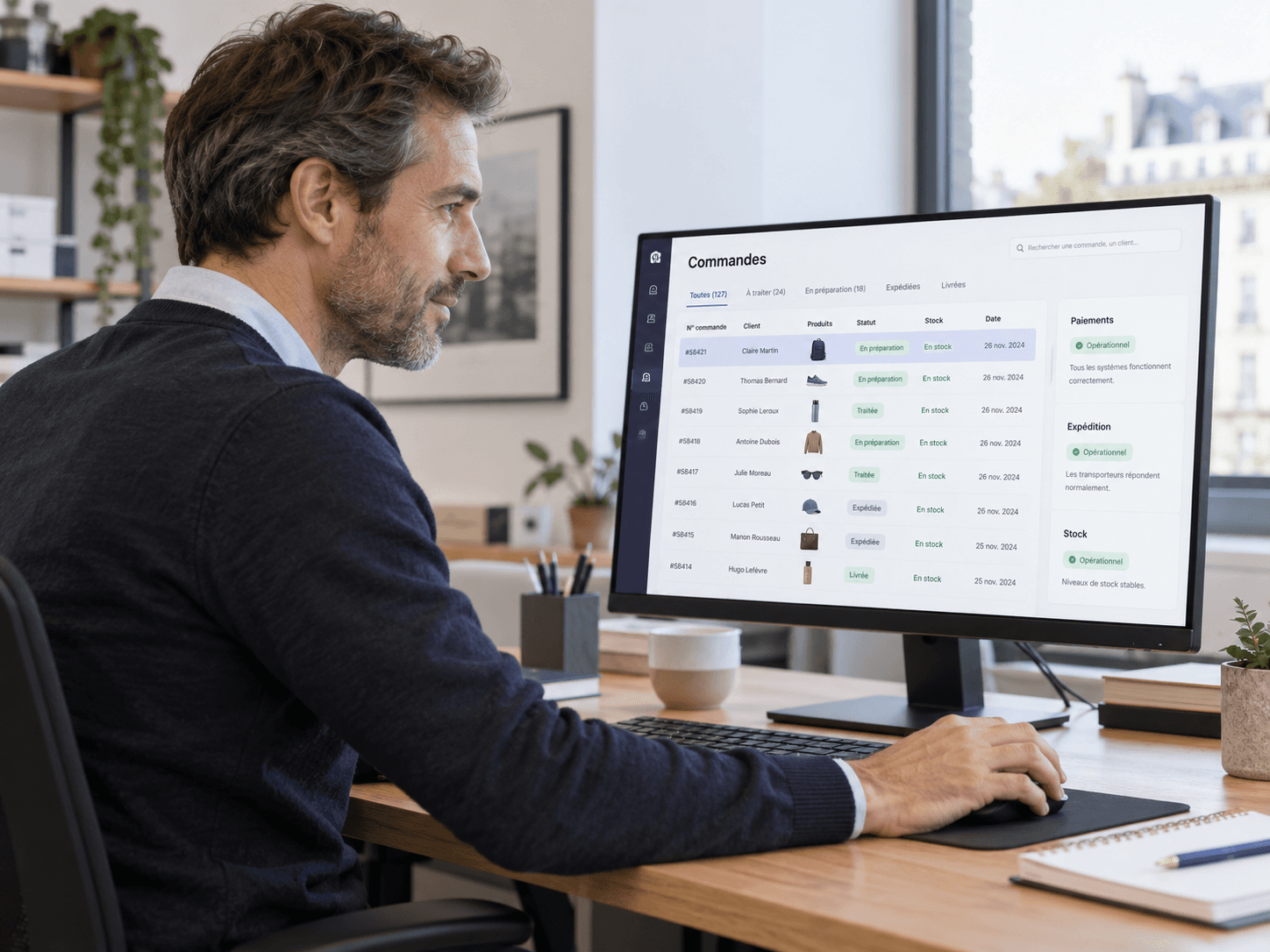 Responsable mettant à jour son site depuis une interface de gestion