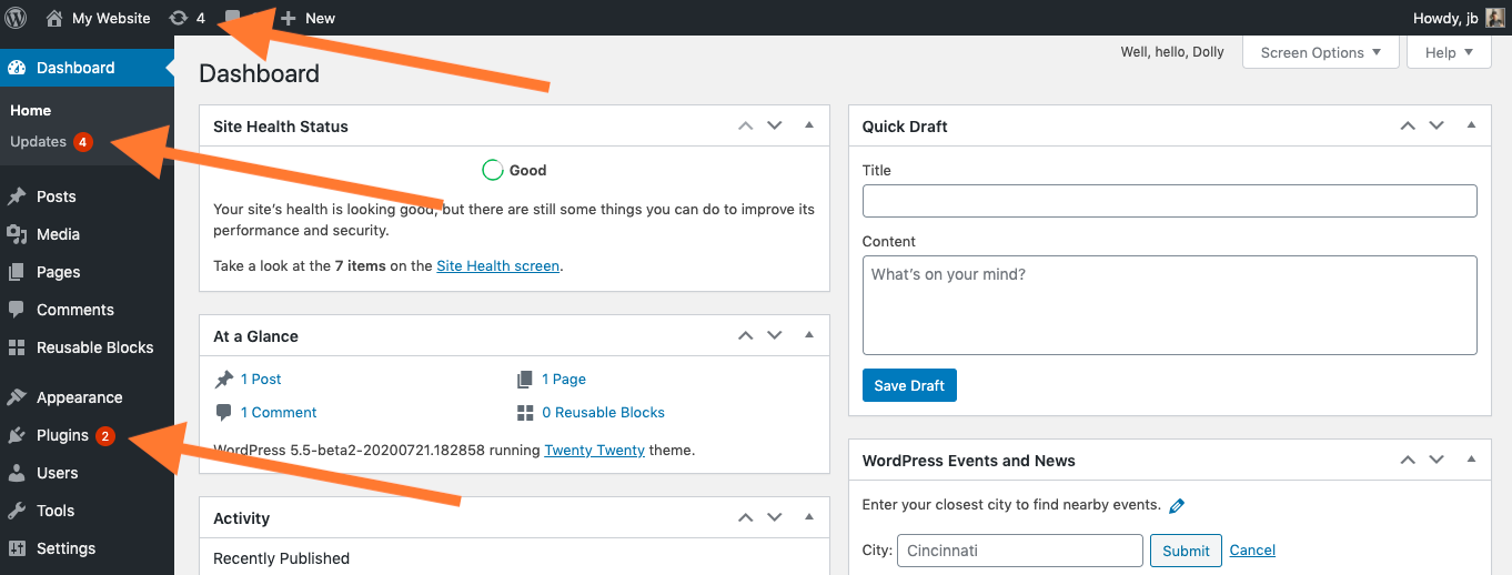 wordpress maj