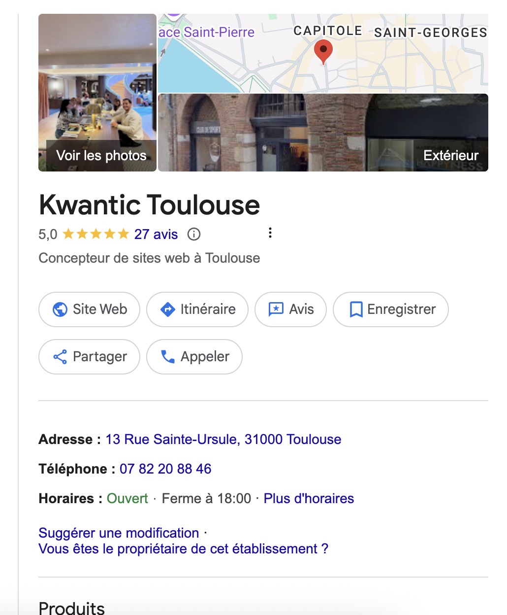 Fiche GMB agence seo toulouse kwantic